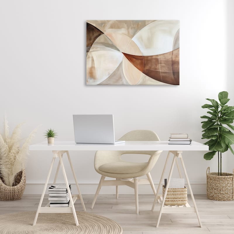 Stupell Curved Neutral Tones Abstraction Canvas Wall Art Design By LSR Creative Studio