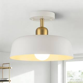 Modern Farmhouse 1-Light 12.6" Metal Semi Flush Mount Ceiling Light Fixture for Porch Hallway Passway