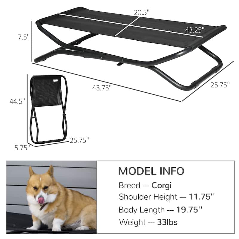 PawHut Elevated Dog Bed with Breathable Fabric, Foldable Pet Cot with Heavy Duty Steel Frame