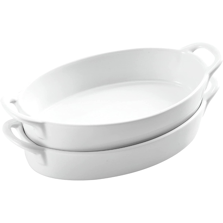 Bruntmor Set of 2 Oval Au Gratin 10 x 6 Baking Dishes Lasagna Pan Ceramic Bakeware Ideal for Creme BruleeEasy Carry Handles Bed Bath Beyond 34545530