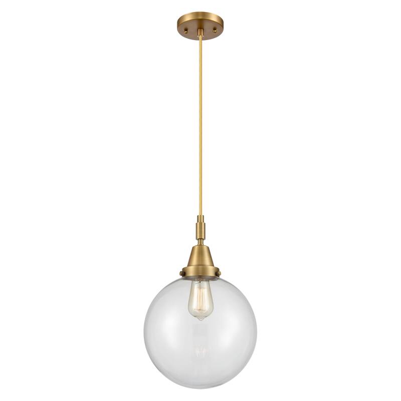 Innovations Lighting Downtown Urban - Caden Beacon - 1 Light 10" Cord Hung Mini Pendant - Brushed Brass/Clear Shade
