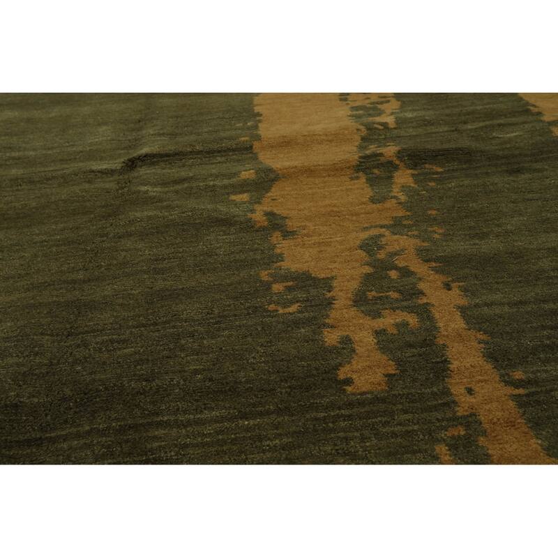 Hand Knotted Michaelian & Kohlberg Green Tibetan Wool Modern Area Rug - 7' 8'' x 9' 9''