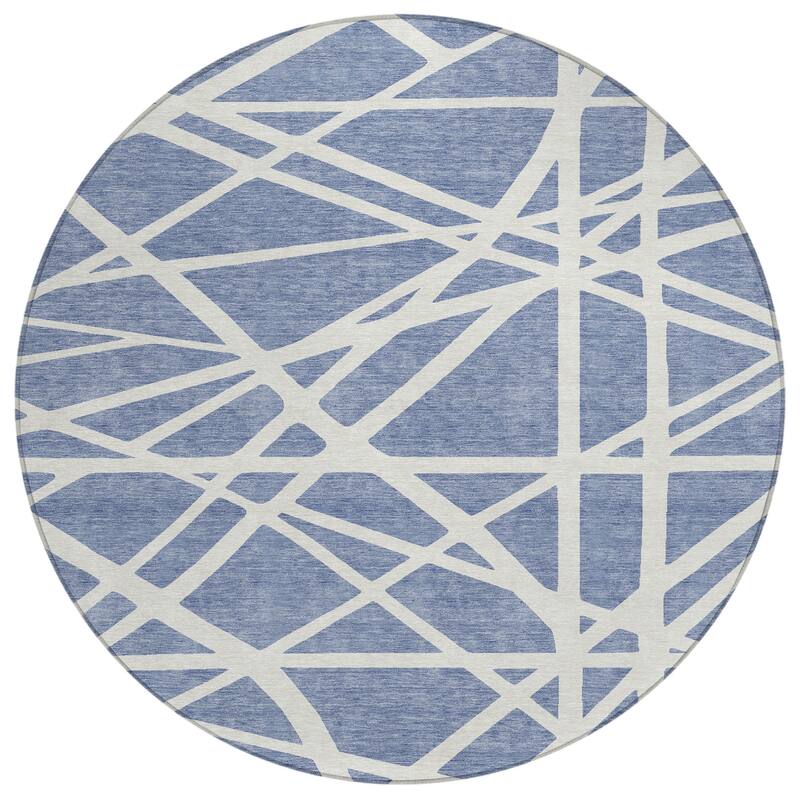 Machine Washable Indoor/ Outdoor Abstract Contemporary Chantille Rug