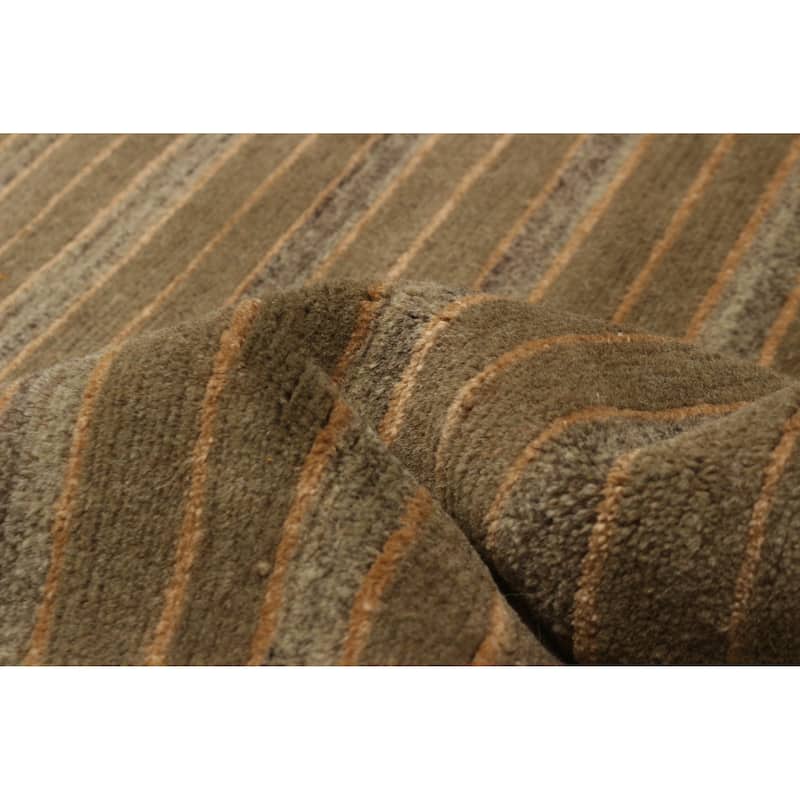 ECARPETGALLERY Hand-knotted Opulence Olive Viscose, Wool Rug - 10'0 x 9'10