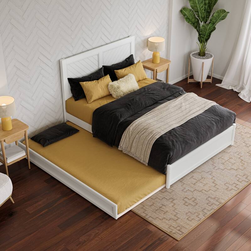 Clayton Platform Bed with Panel Footboard and Twin Trundle