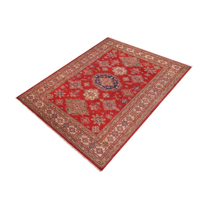 Caucasian Super Kazak Avery Red/Beige Hand Knotted Wool Rug - 8'9'' x 11'8''