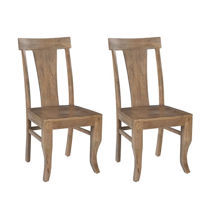 HomeRoots Set of Two Brown Solid Wood Slat Back Dining Side Chairs - 18 in. x 39 in. x 18 in.