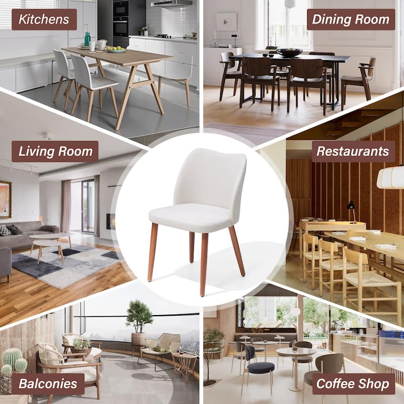 Modern Upholstered Dining Chairs with Padded Seat and Wood Legs