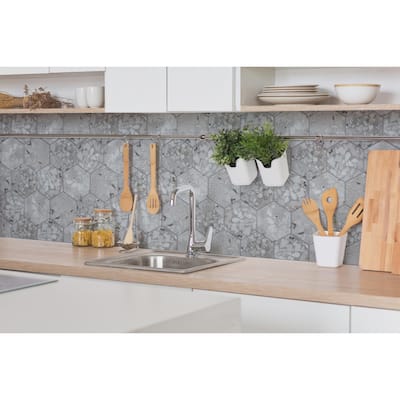 Merola Tile Recycle Hex River White 8-1/2" x 9-7/8" Porcelain Floor and Wall Tile