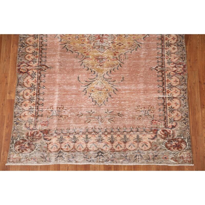 Distressed Sparta Turkish Vintage Rug Hand-Knotted Wool Carpet - 5'0"x 8'11"