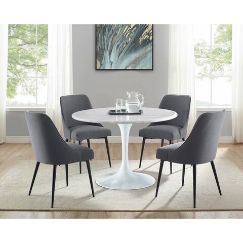 Carson Carrington Fagared Modern White Marble 5-Piece Dining Set