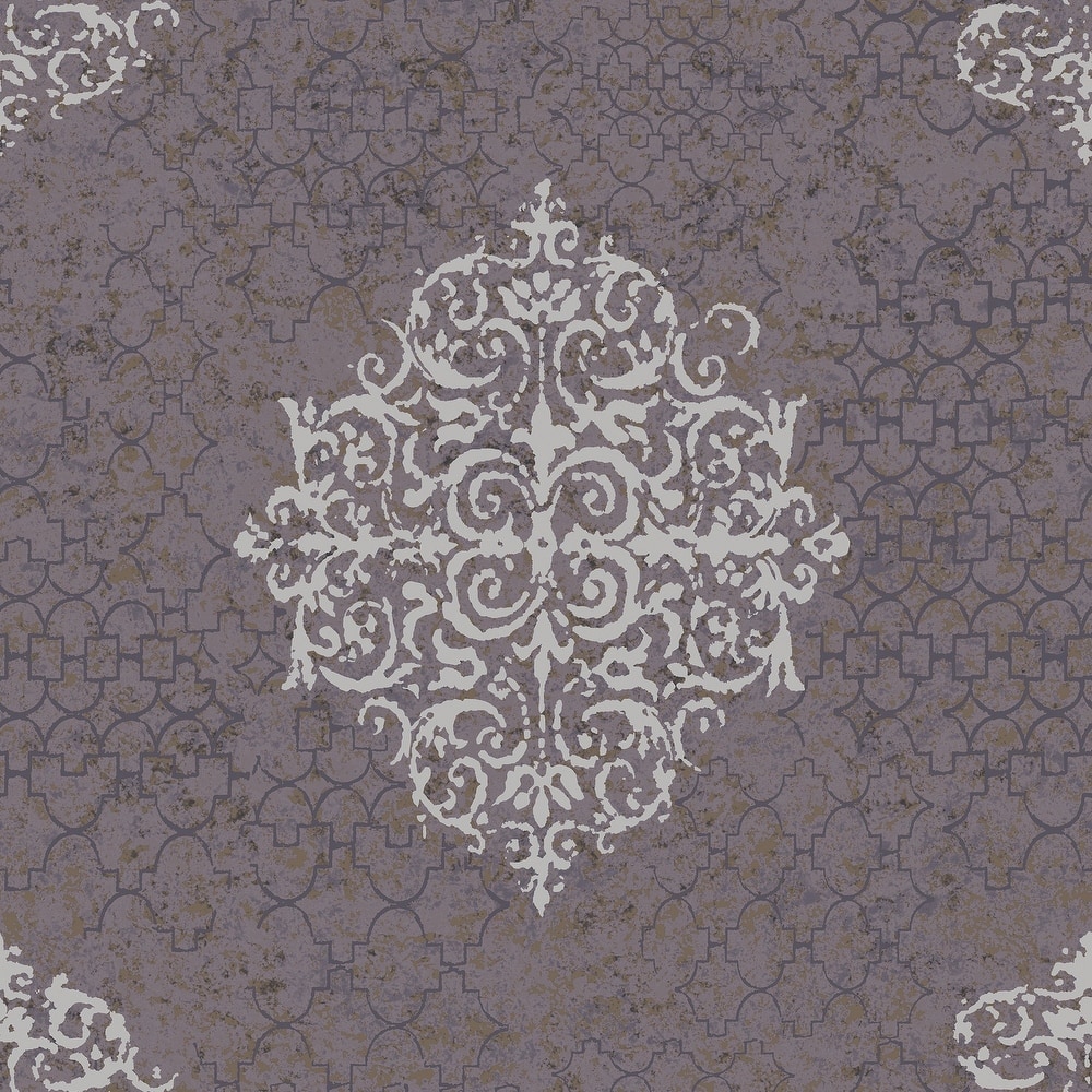 Galerie Wallcoverings Lustre Collection Embossed Damask Non-woven Metallic Wallpaper Roll