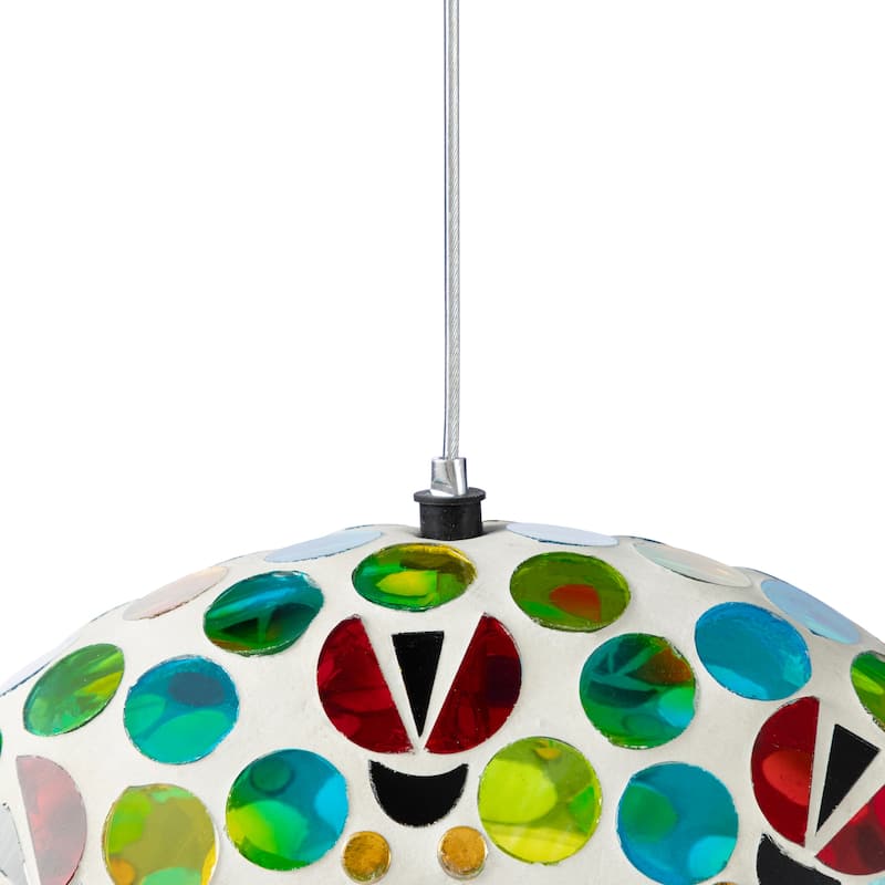 Glitzhome Round Hanging Multi-Color Mosaic Birdfeeder
