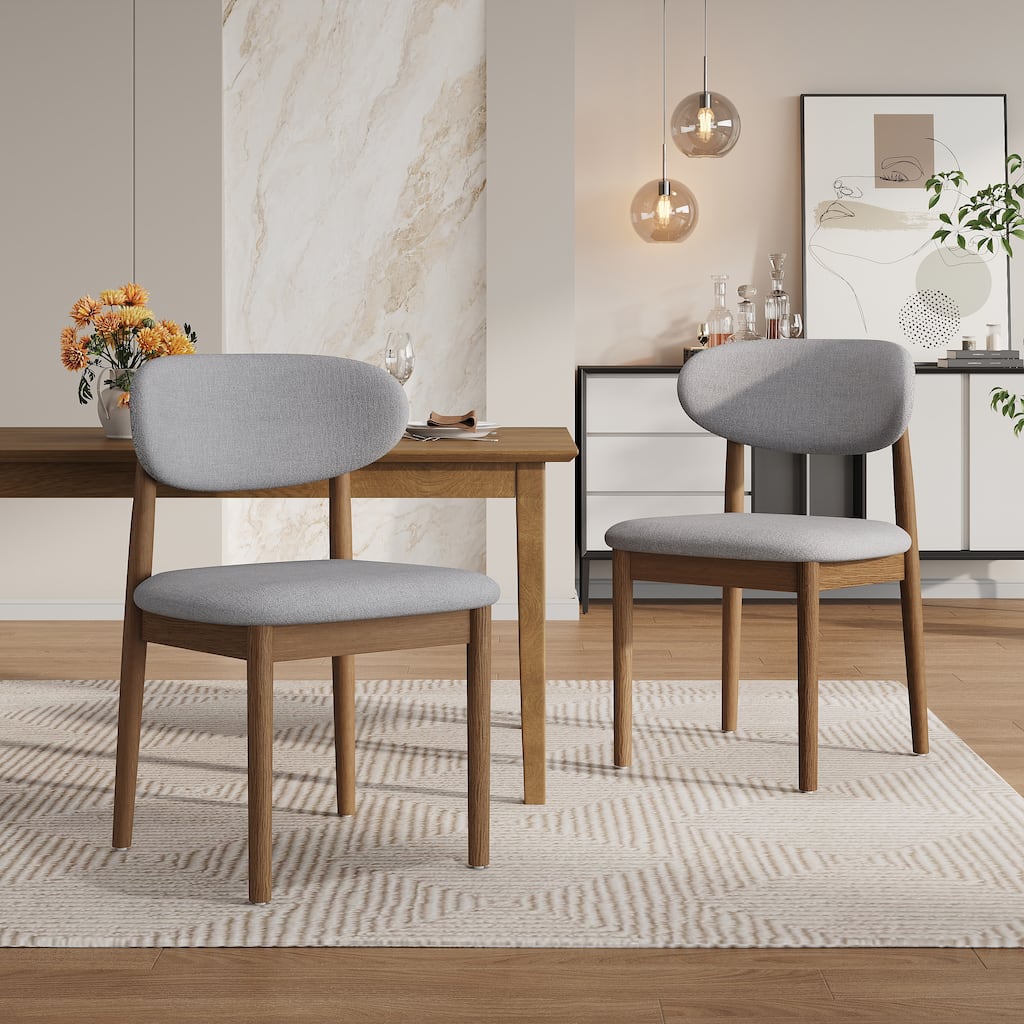 Christopher Knight Home - Caelum Upholstered Rubberwood Dining Chair with Solid Wood Legs