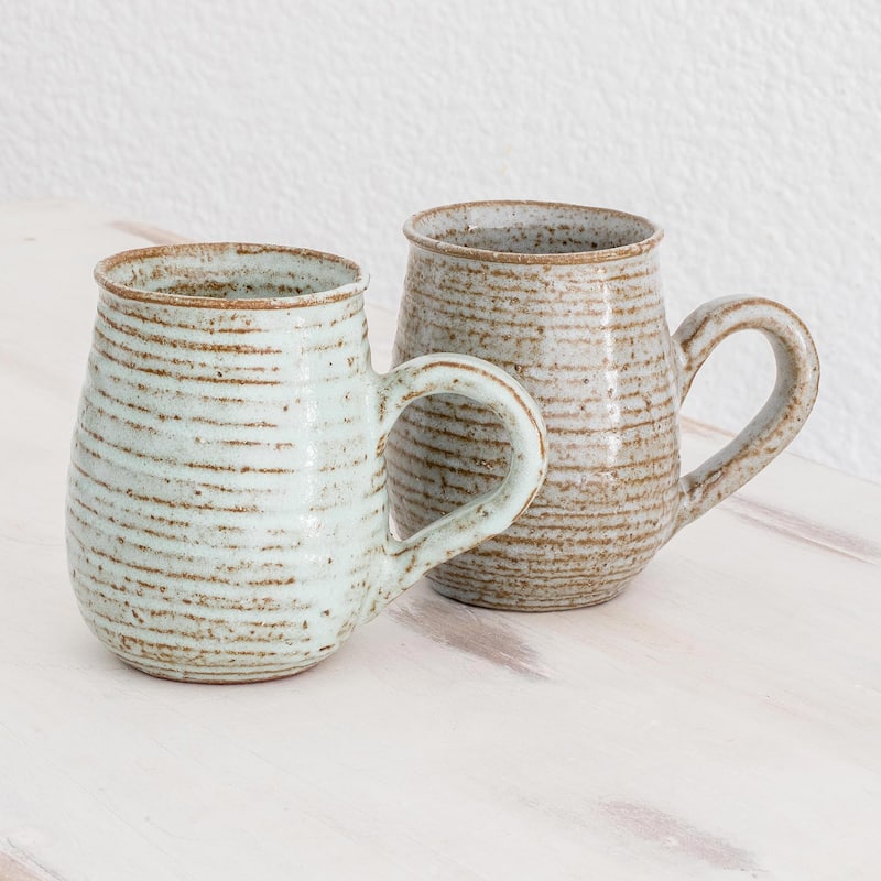 Novica Handmade Fragrant Aroma Ceramic Mugs (Pair)
