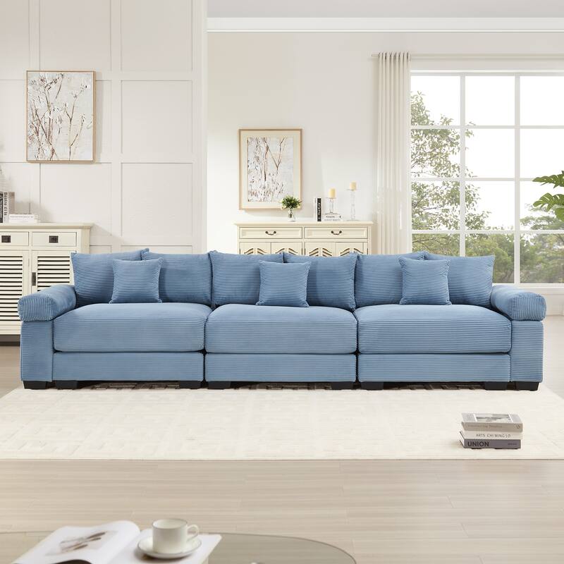 Oversized Corduroy Cloud Modular Sofa with Throw Pillows