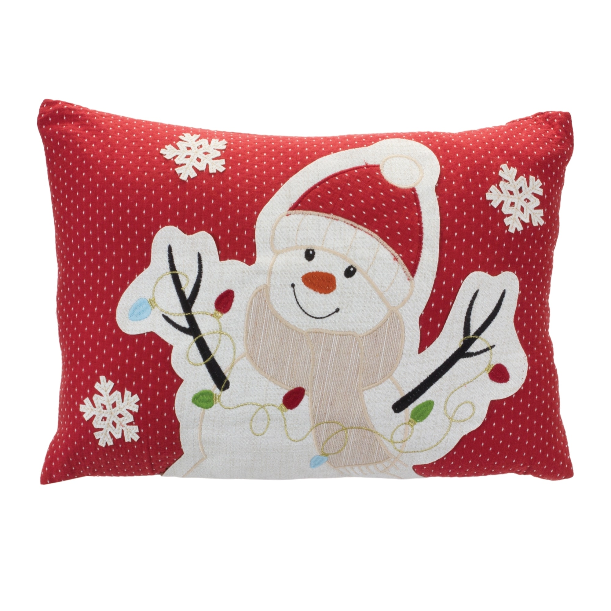 Red Snowman with Ribbon Scarf Christmas Throw Pillow, 18