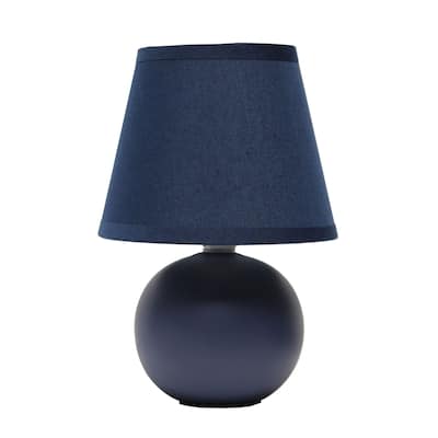 Petite Ceramic Orb Table Lamp with Tapered Drum Shade - 8.5" - Blue