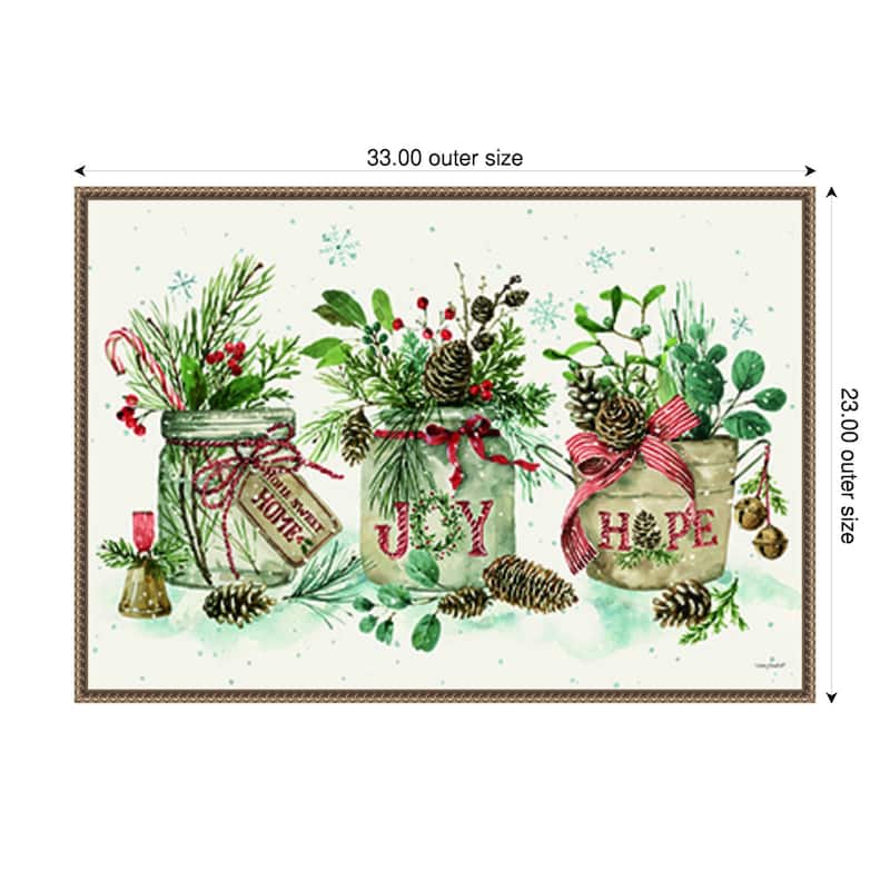 Holiday Spirit I by Lisa Audit (33 x 23 in.), Framed Canvas Wall Art Print - Sylvie Beaded Dark Gold