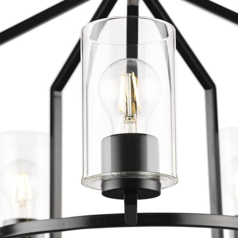 Goodwin Collection Five-Light Matte Black Modern Farmhouse Chandelier - 24 in x 24 in x 15.5 in