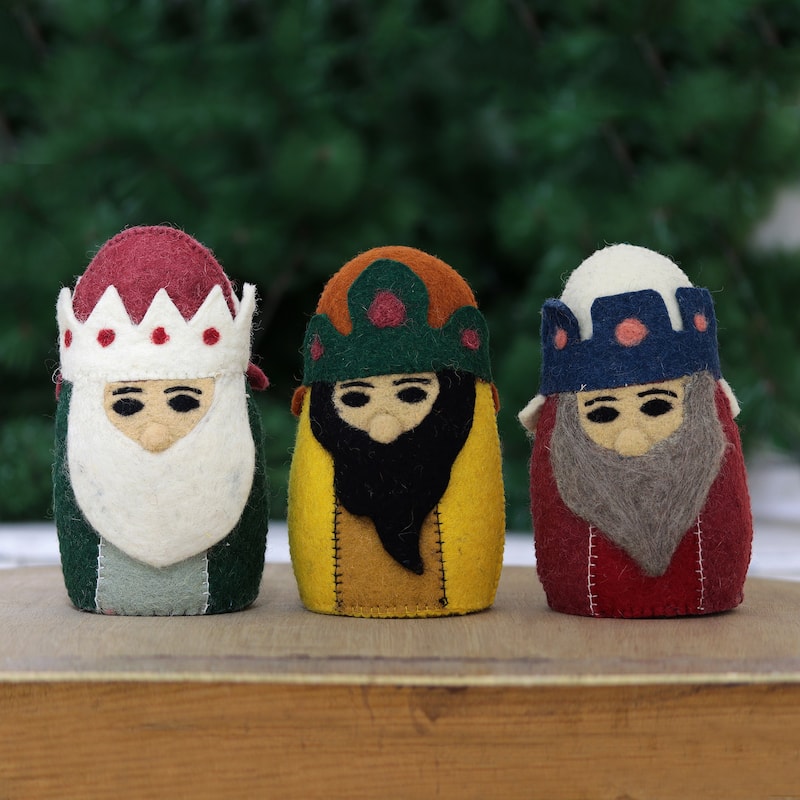 Novica Handmade Three Wise Men Wool Holiday Decor (Set Of 3)