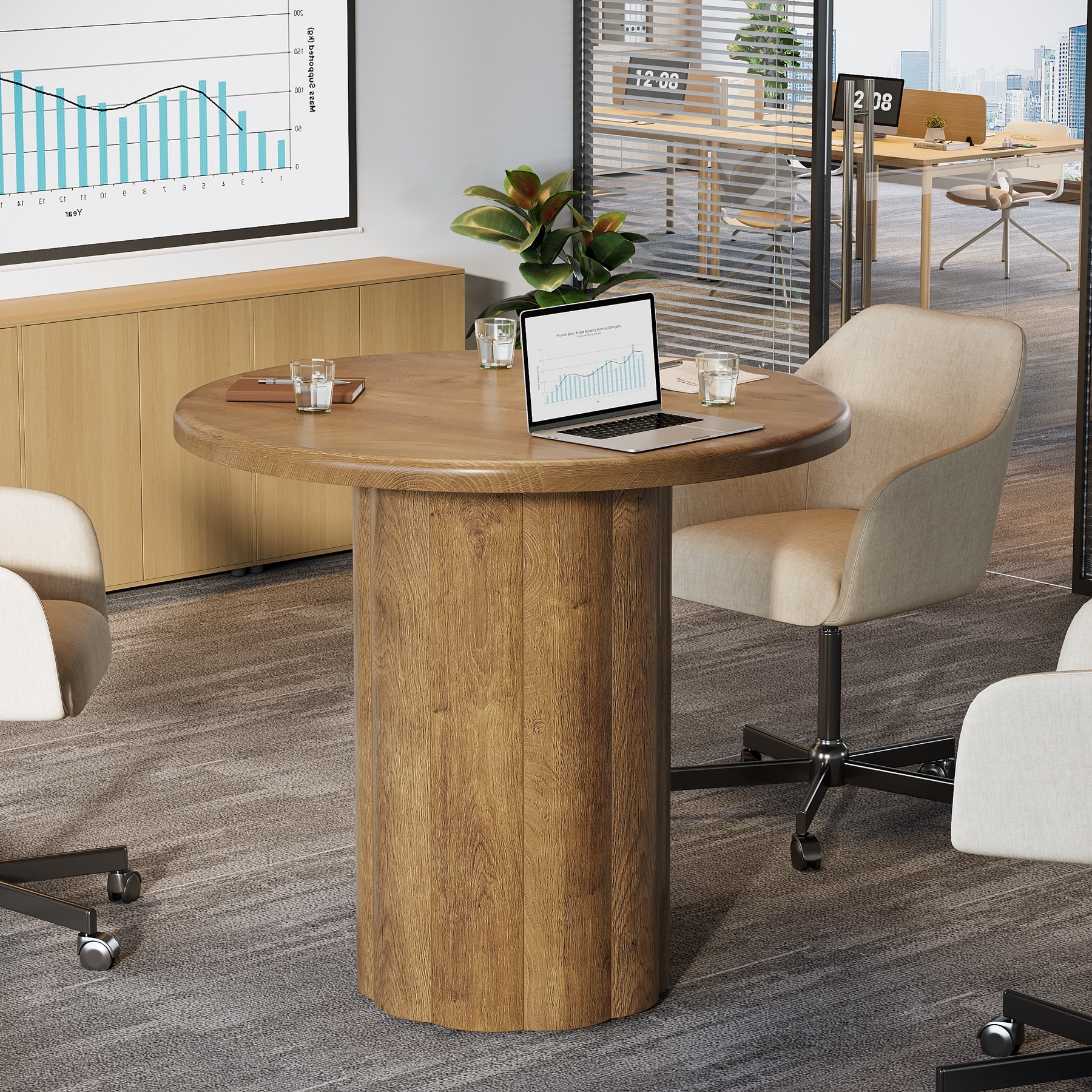 31.5-Inch Small Round Conference Table for 4 - 31.5" L x 31.5" W x 29.53" H