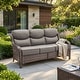preview thumbnail 128 of 189, Pocassy Outdoor Wicker Sofa with Swivel Chair Fire Pit Table Furniture Set. Brown Wicker & Gray Cushion - 1 Piece 3-Seat Sofa with 6-In Cushion
