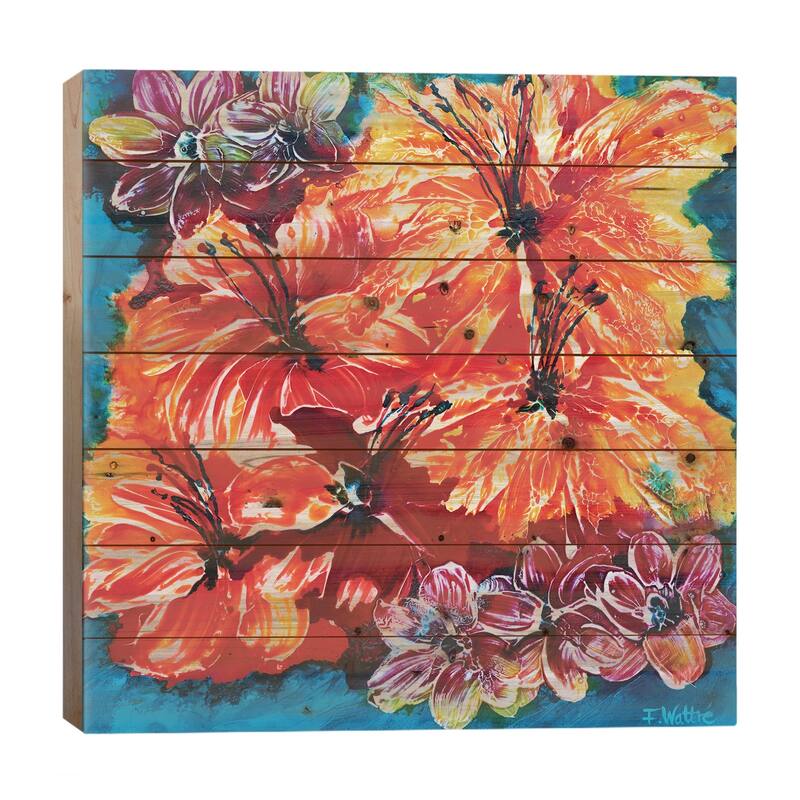 Florida Feeling Print On Wood by Françoise Wattré - Multi-Color - 26x26x1.5