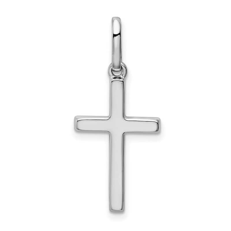 Curata 14k White Gold 18" Polished Flat Small Cross Necklace - 19x13mm