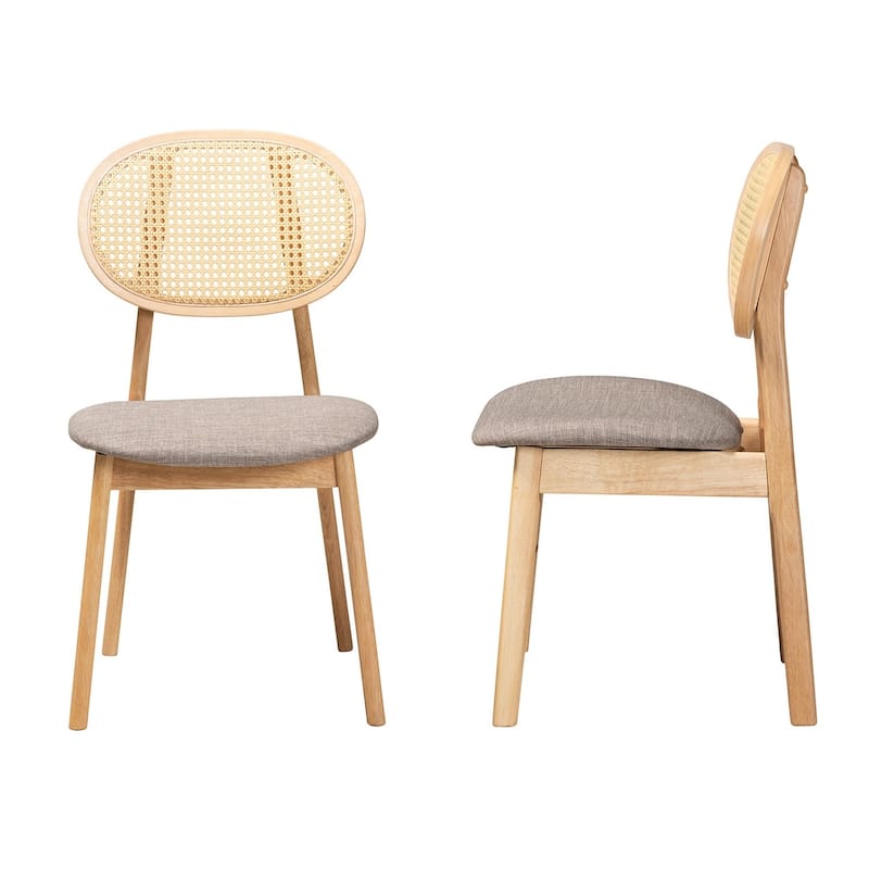 Dining Chair Set 2-Piece Southwestern Grey Fabric Wood Kitchen Chairs