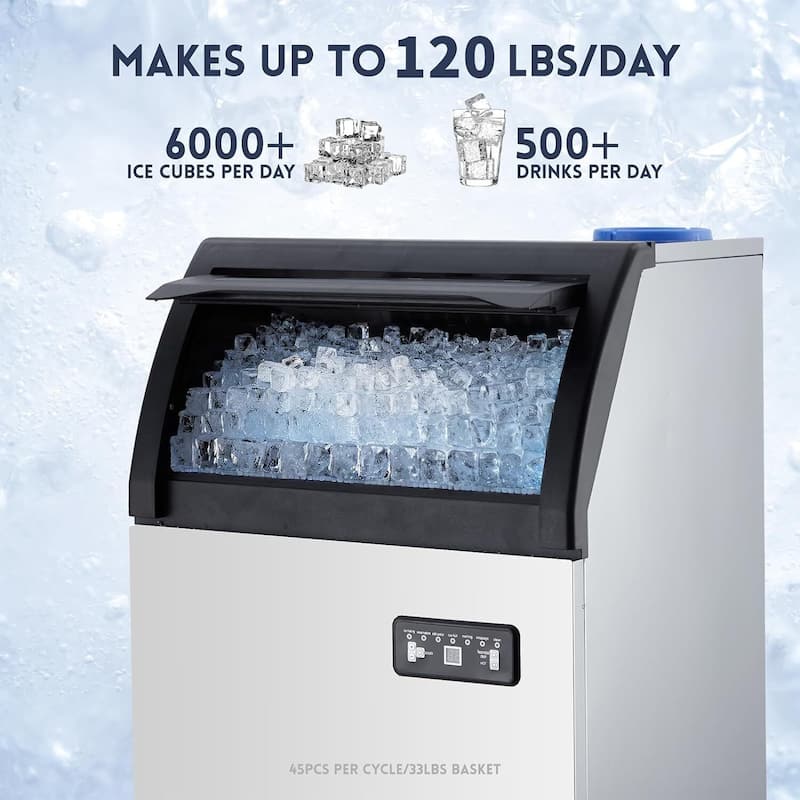 Commercial Ice Maker Machine, Self Cleaning 120lbs/24H - N/A