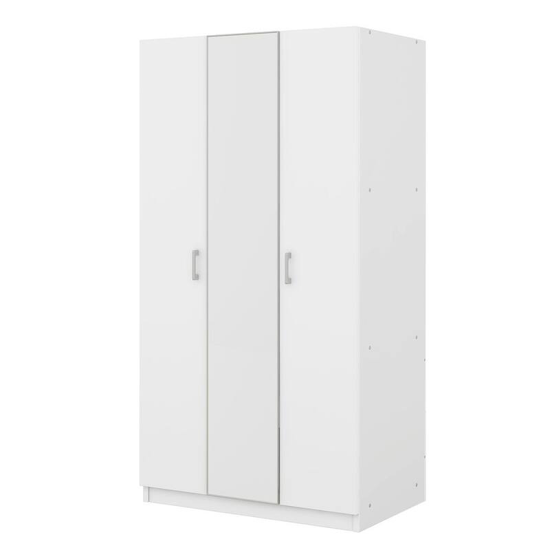Modern 3 Door Wardrobe with Mirror, 3 Drawers, Hanging Rod - N/A