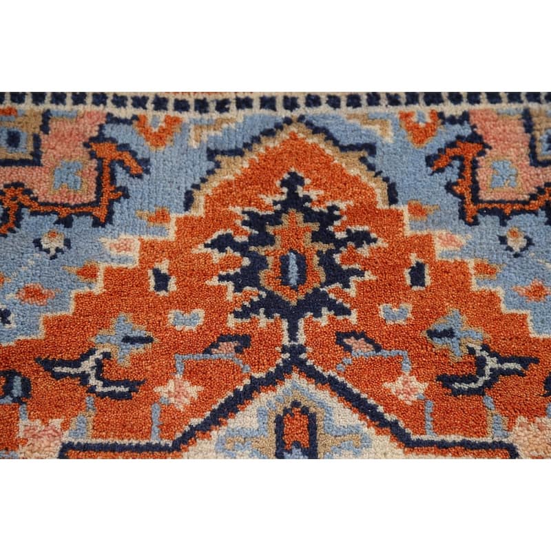 Orange & Blue Kazak Indian Foyer Rug Hand-Knotted Wool Carpet - 2'0" x 3'0"