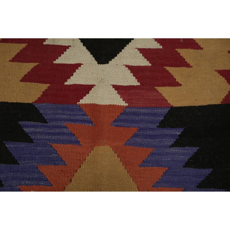 Hand Woven Oriental 100% Wool Carpet Southwestern Modern Multi-Colored Kilim Area Rug - 11' 9'' X 5' 0''