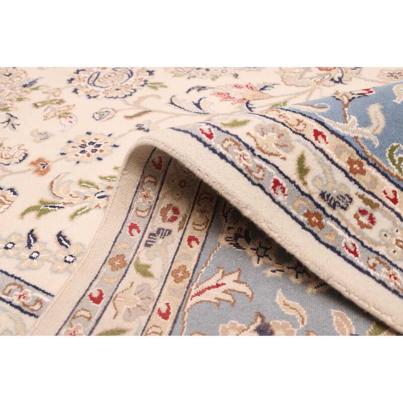 ECARPETGALLERY Hand-knotted Nain Cream Viscose, Wool Rug - 9'7 x 14'2