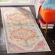 SAFAVIEH Crystal Floretta Vintage Boho Medallion Rug - 2'2" x 19' Runner - Light Blue/Fuchsia