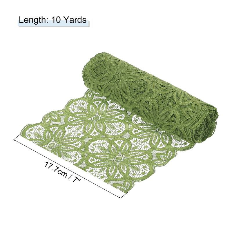 Lace Ribbon 7 Inch Lace Flower Trim for Craft Gift Wrappers Wedding - Army Green - 10 Yard