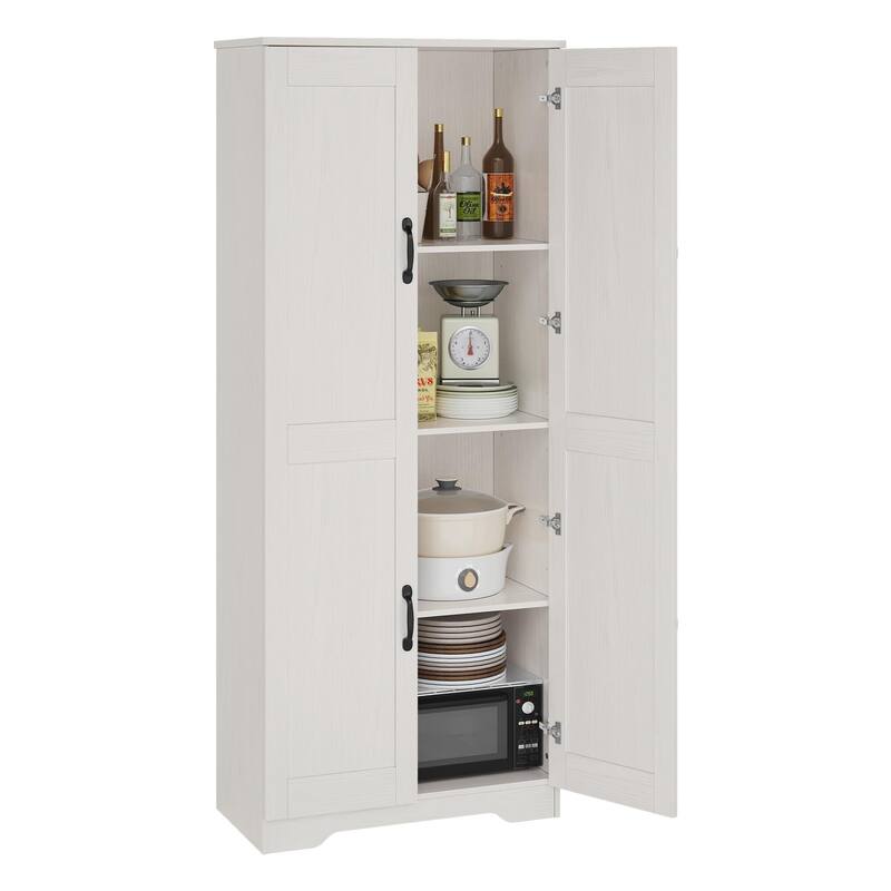 Kitchen Pantry Cabinet, Freestanding Black Pantry Storage Cabinet
