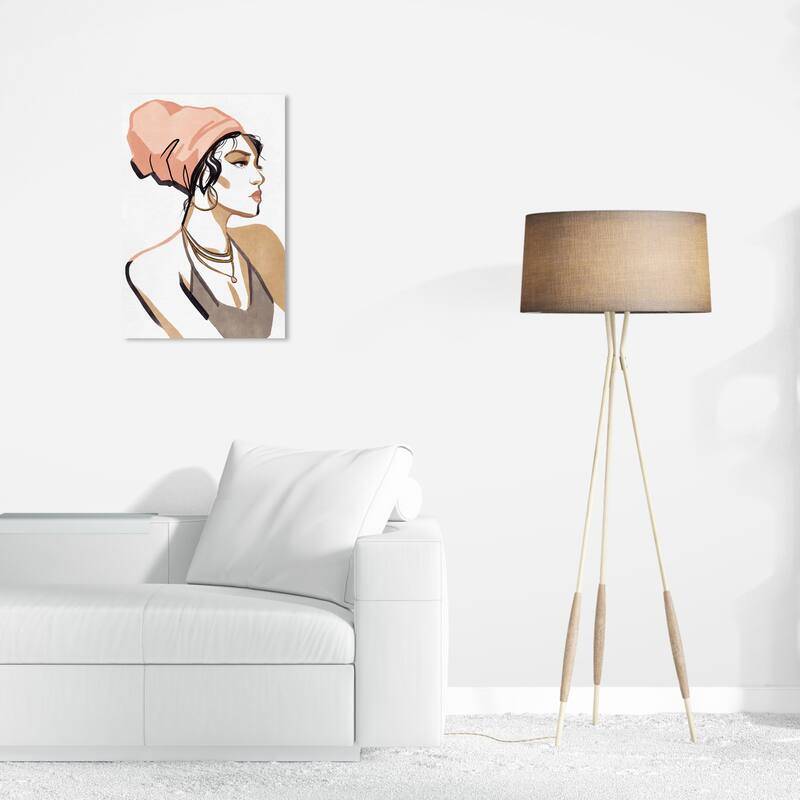 Wynwood Studio Canvas Fashion and Glam Of Ink and Watercolor Simple Blush White and Glam Wall Art Canvas Print - 24 x 16