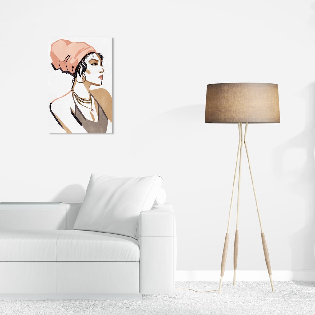 Wynwood Studio Canvas Fashion and Glam Of Ink and Watercolor Simple Blush White and Glam Wall Art Canvas Print