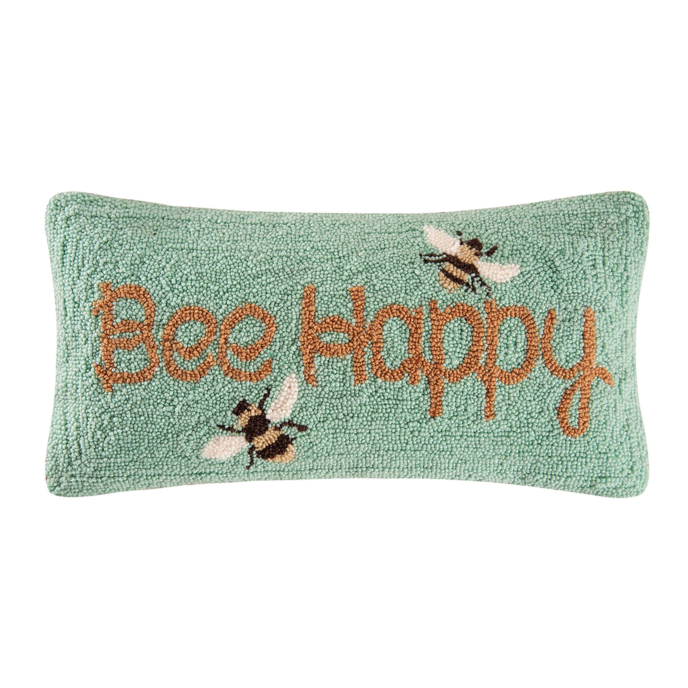 Bee Happy Hooked 10x20 Decorative Accent Throw Pillow