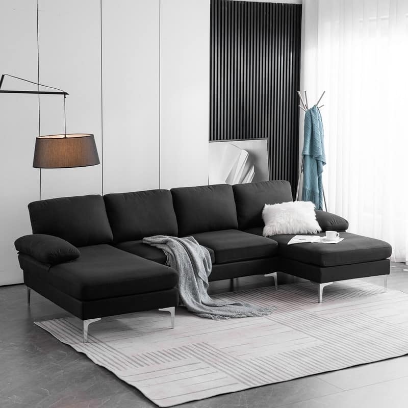 U-Shaped Fabric With Two Imperial Concubine Iron Feet 4 Sectional Sofas