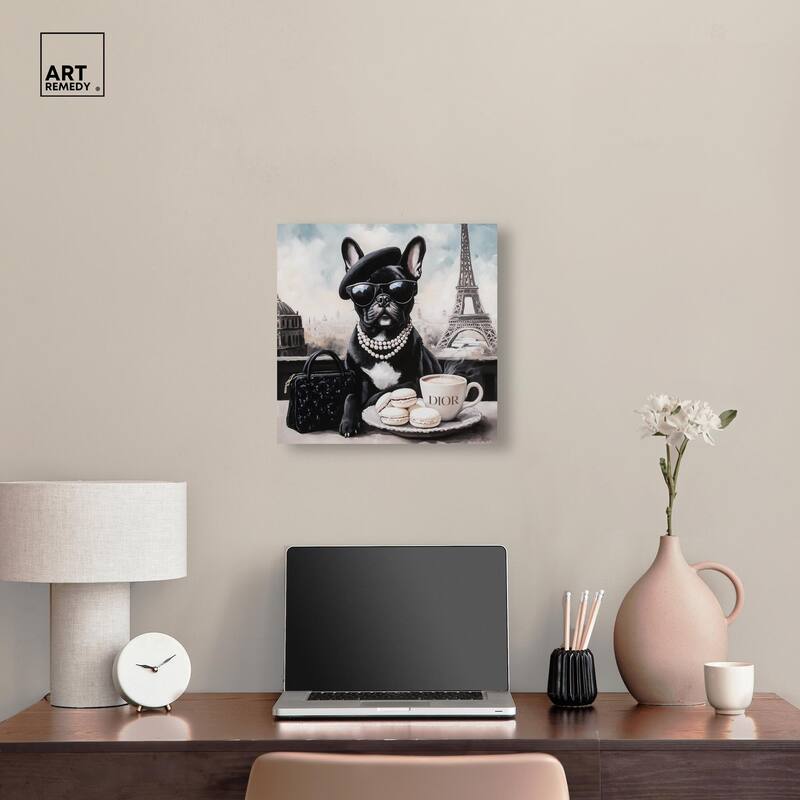 Frenchie in Paris Treats Canvas by Art Remedy, Gallery Wrapped