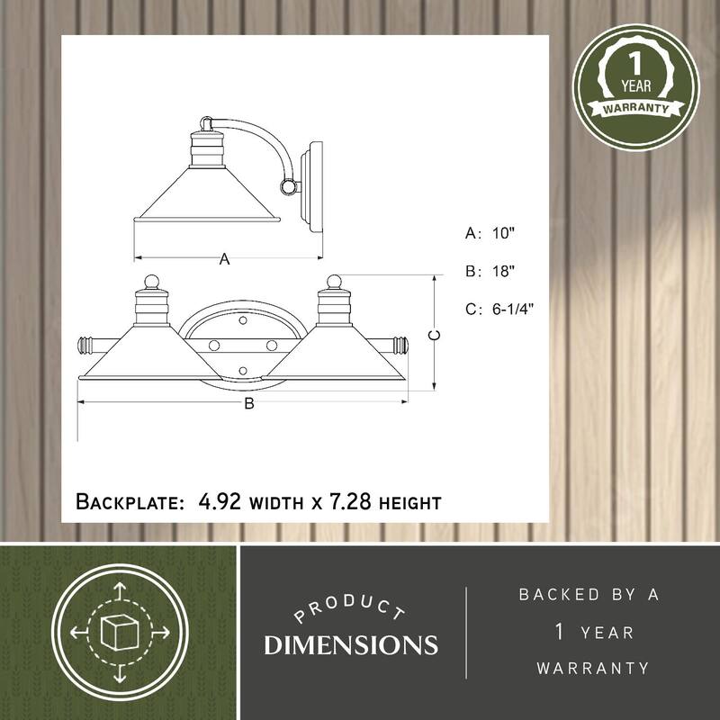 Wall Sconce Lighting 2-Light Vanity Sconce Satin Nickel Metal Shade Bathroom Light - 6.25