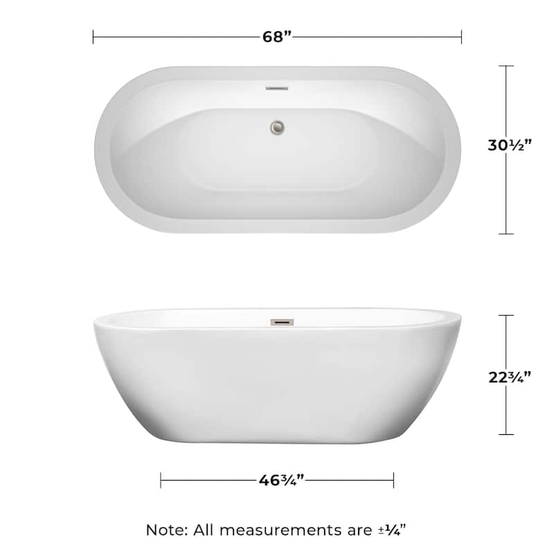 Wyndham Collection Soho 68" Free Standing Acrylic Soaking Tub with