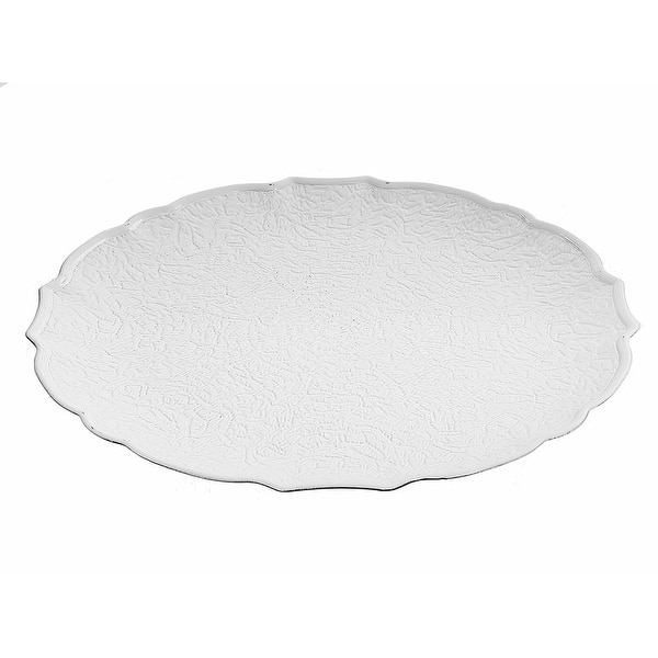slide 1 of 1, Round Serving Plate (Textured) (White) (13") - Set of 6