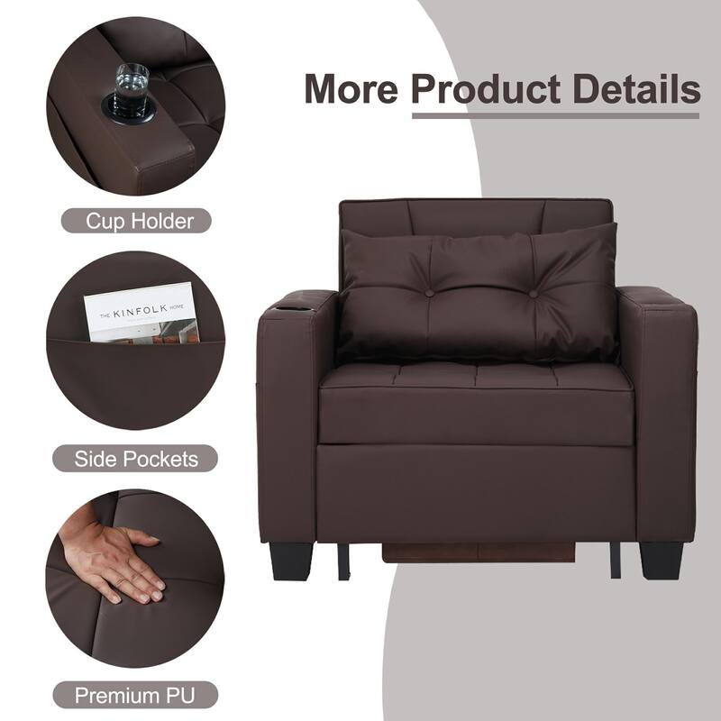 Pull Out Sofa Couch Bed Convertible Sleeper Sofa Bed with Storage Chaise, Sofa Couch