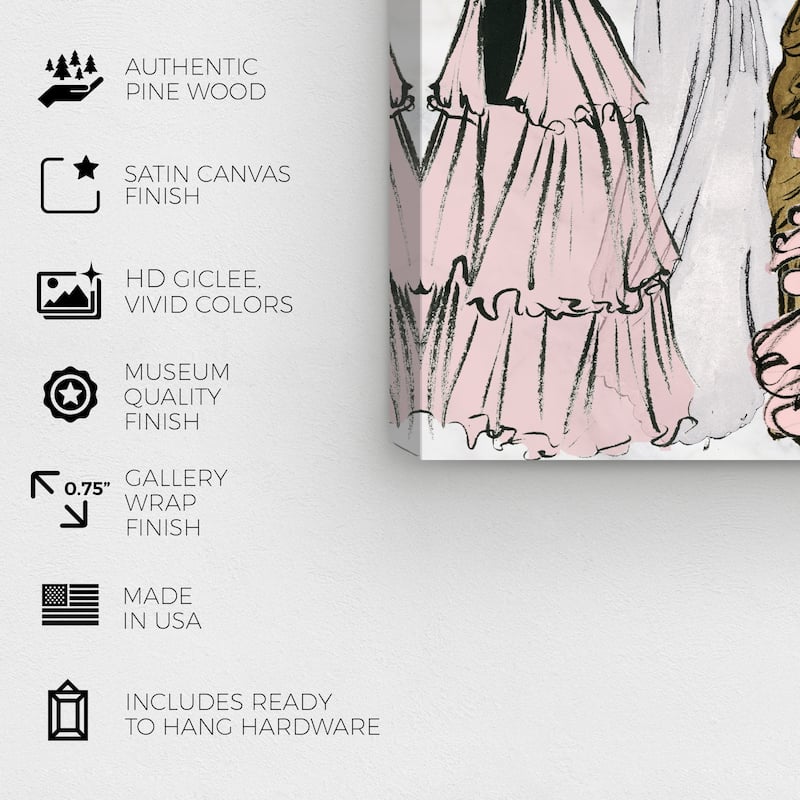 Wynwood Studio Canvas Fashion and Glam Pastel Spring Gala Basics Pink and Pastel Pink Glam Wall Art Canvas Print