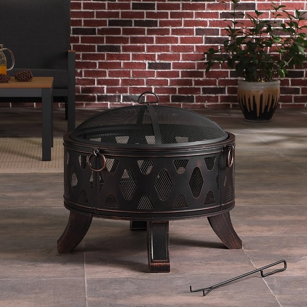 slide 1 of 16, 26" Crossweave Round Steel Fire Pit