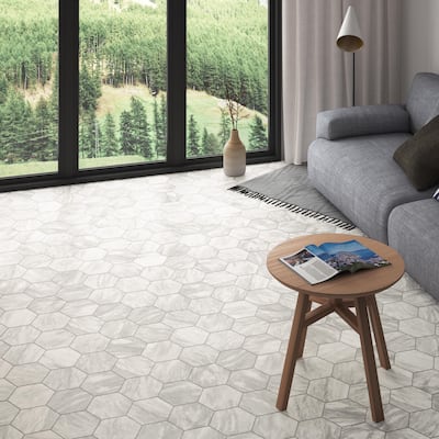 Merola Tile Classico Bardiglio Hex Light 7" x 8" Porcelain Floor and Wall Tile